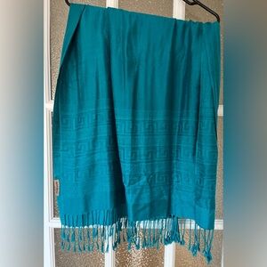 Pashmina Teal Shawl with Fringe